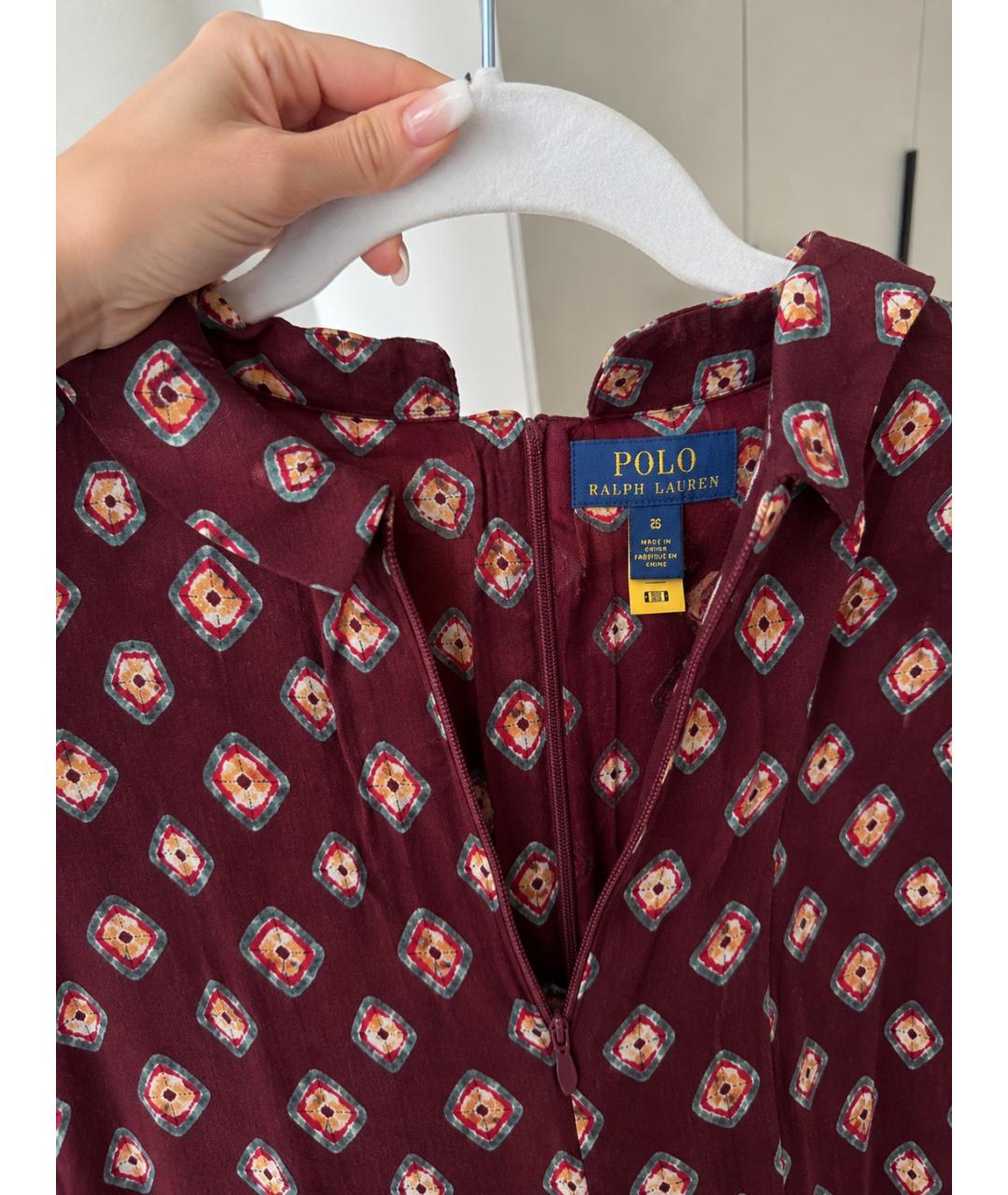 POLO RALPH LAUREN Бордовое вискозное платье, фото 8