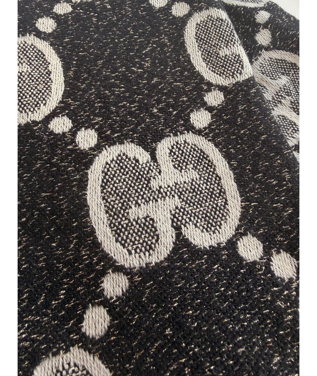 GUCCI Черный шерстяной шарф, фото 2