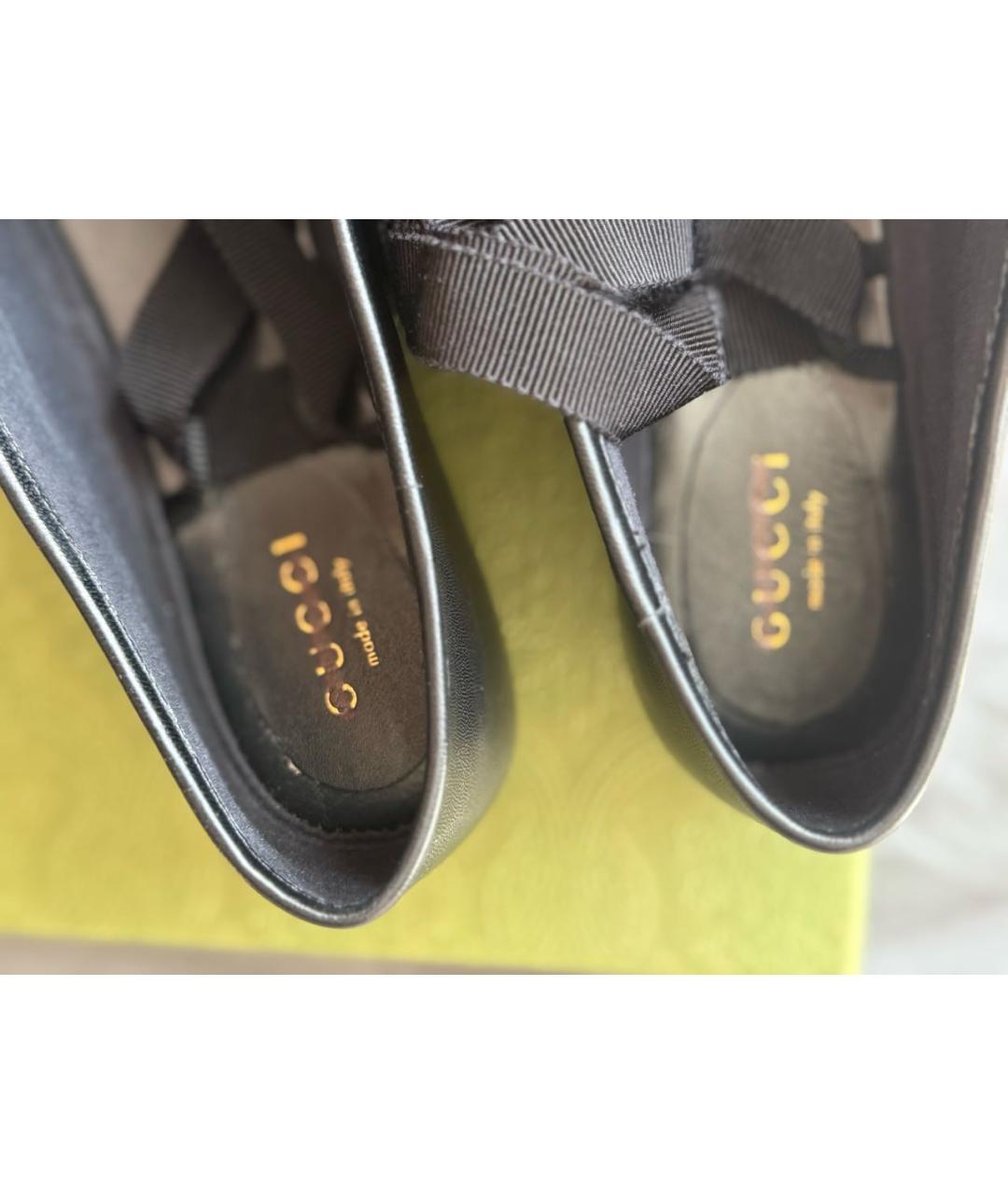 GUCCI Черные кожаные балетки, фото 4