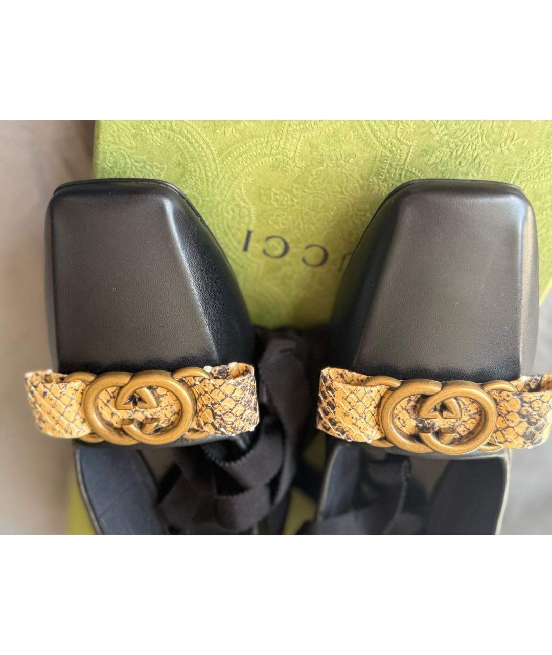 GUCCI Черные кожаные балетки, фото 3