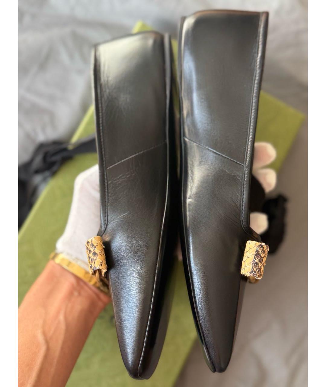 GUCCI Черные кожаные балетки, фото 5
