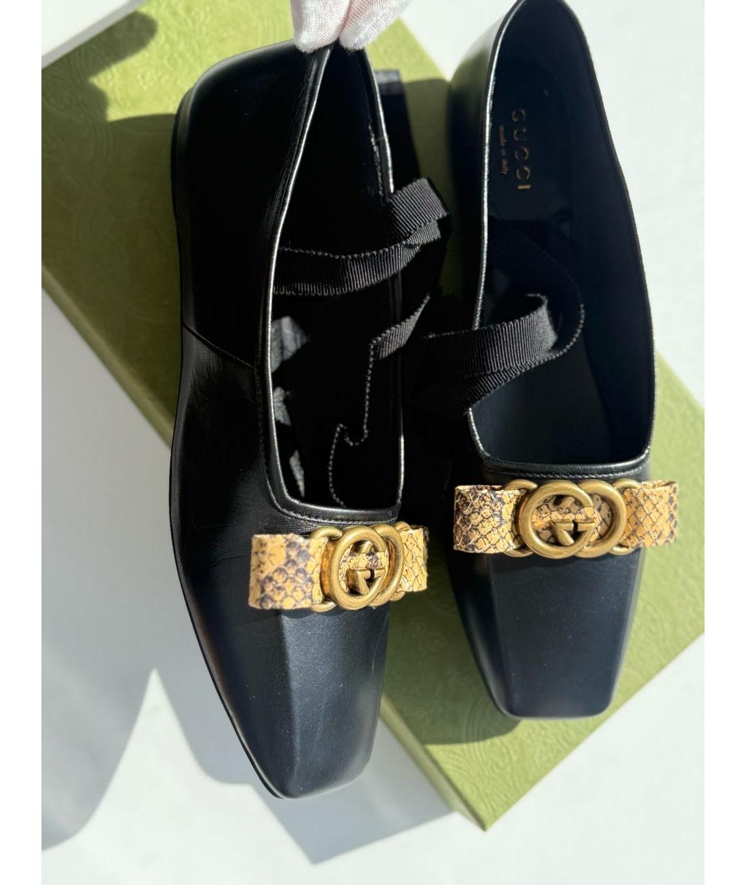 GUCCI Черные кожаные балетки, фото 9