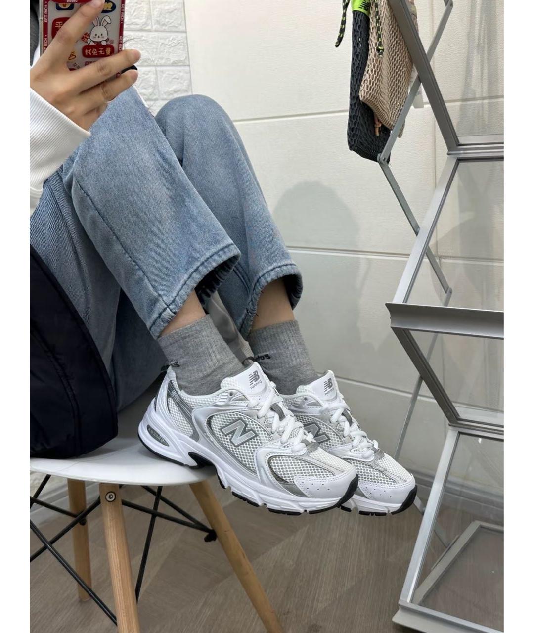 NEW BALANCE Белые текстильные кроссовки, фото 6