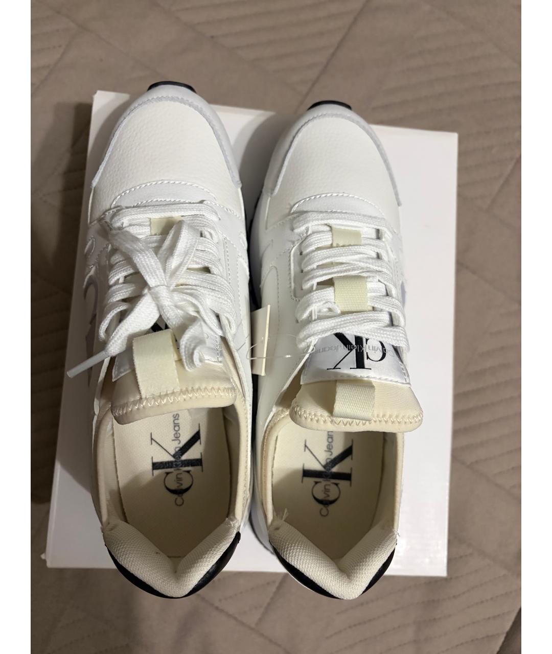 CALVIN KLEIN Белые кроссовки из искусственной кожи, фото 3