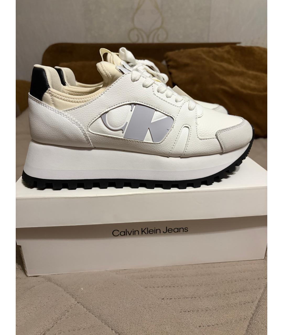 CALVIN KLEIN Белые кроссовки из искусственной кожи, фото 4