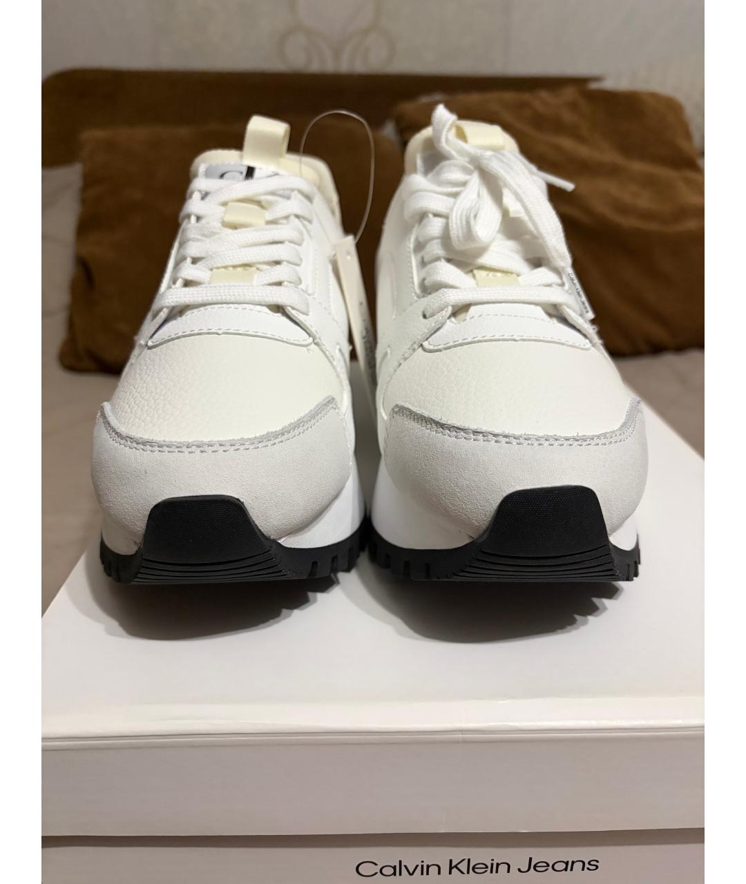 CALVIN KLEIN Белые кроссовки из искусственной кожи, фото 2