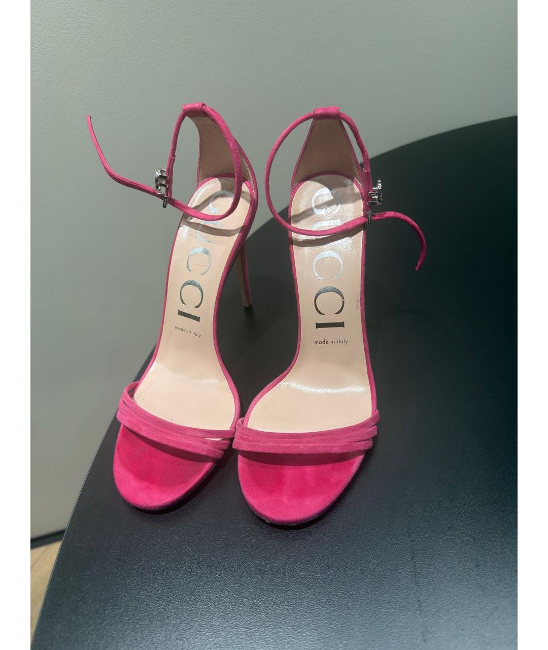 GUCCI Розовые замшевые босоножки, фото 4