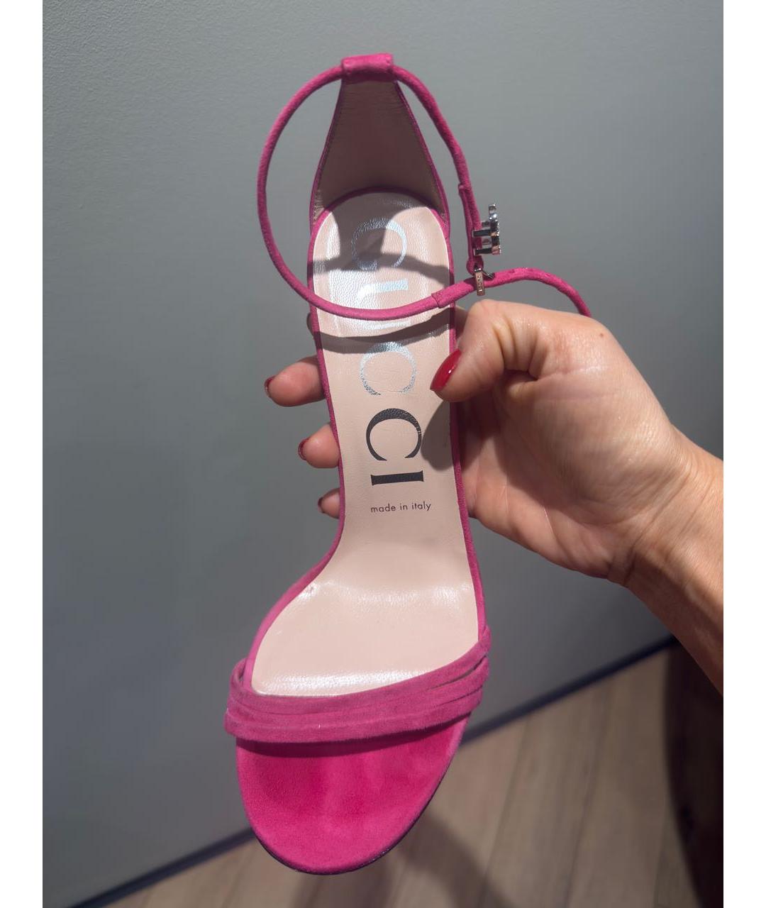 GUCCI Розовые замшевые босоножки, фото 8
