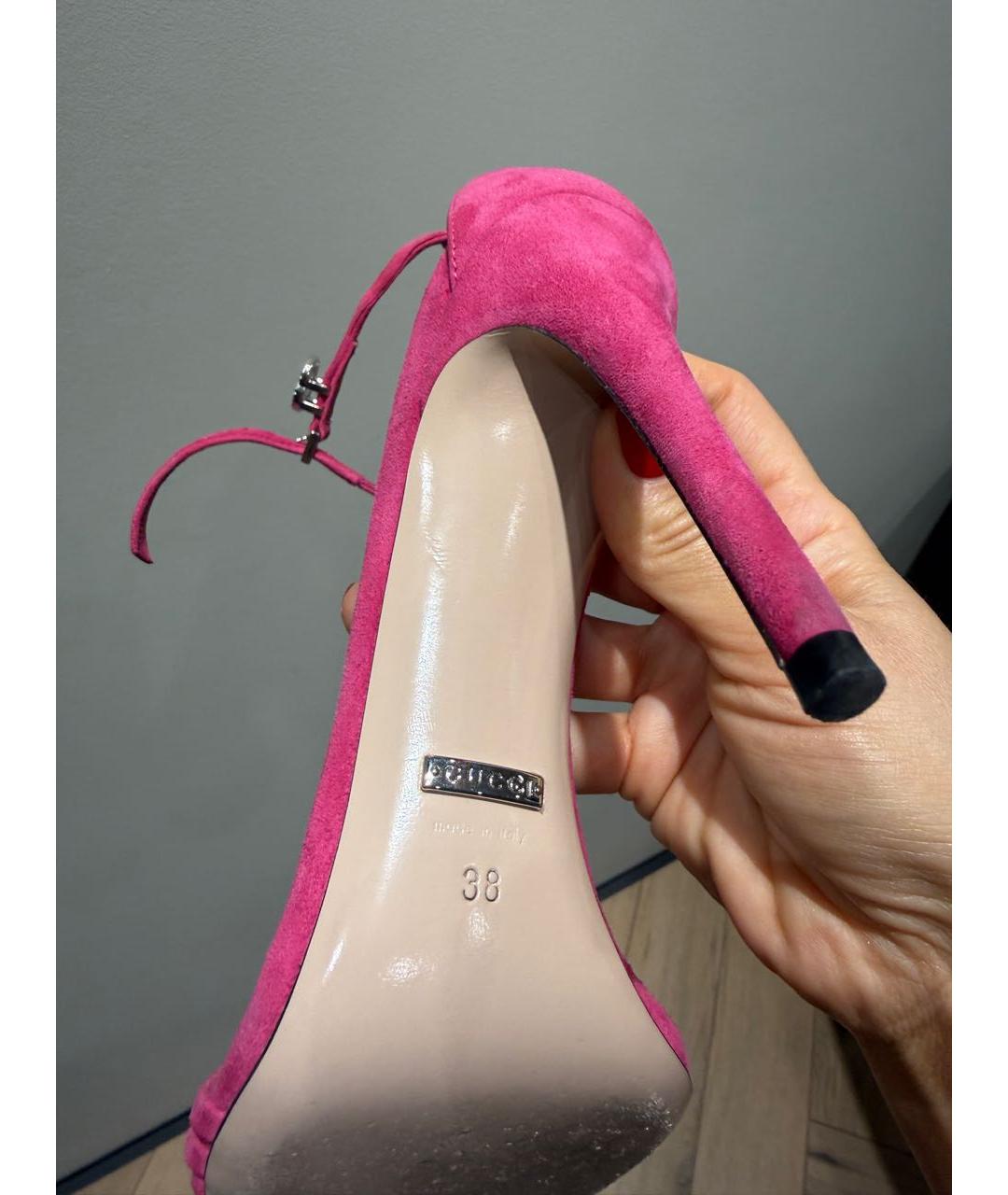 GUCCI Розовые замшевые босоножки, фото 9
