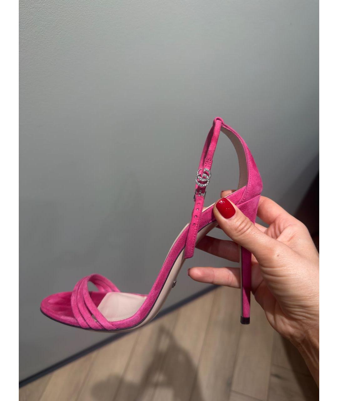 GUCCI Розовые замшевые босоножки, фото 3