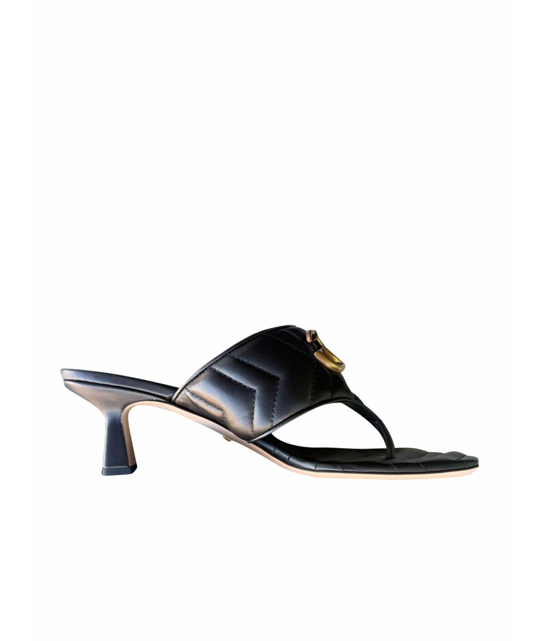 GUCCI Черные кожаные мюли, фото 1