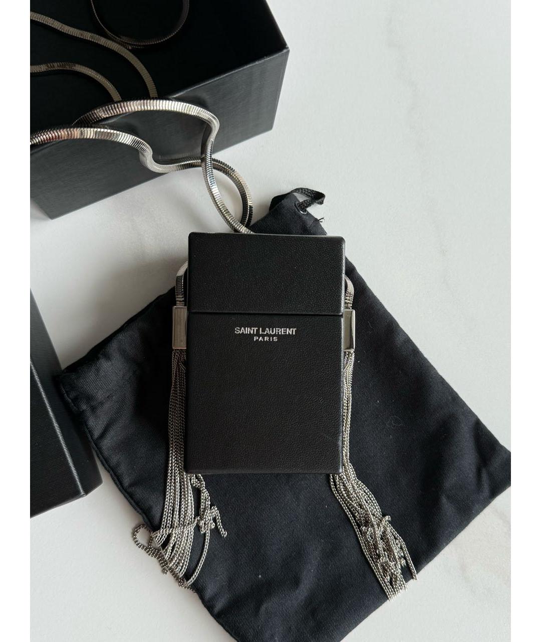SAINT LAURENT Черная кожаная сумка через плечо, фото 3