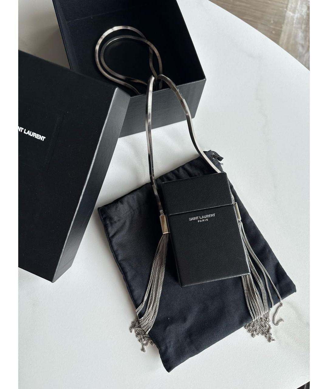SAINT LAURENT Черная кожаная сумка через плечо, фото 2