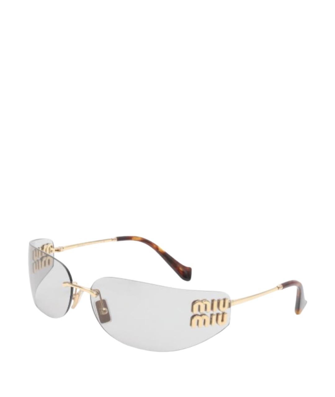 MIU MIU Золотые металлические солнцезащитные очки, фото 1