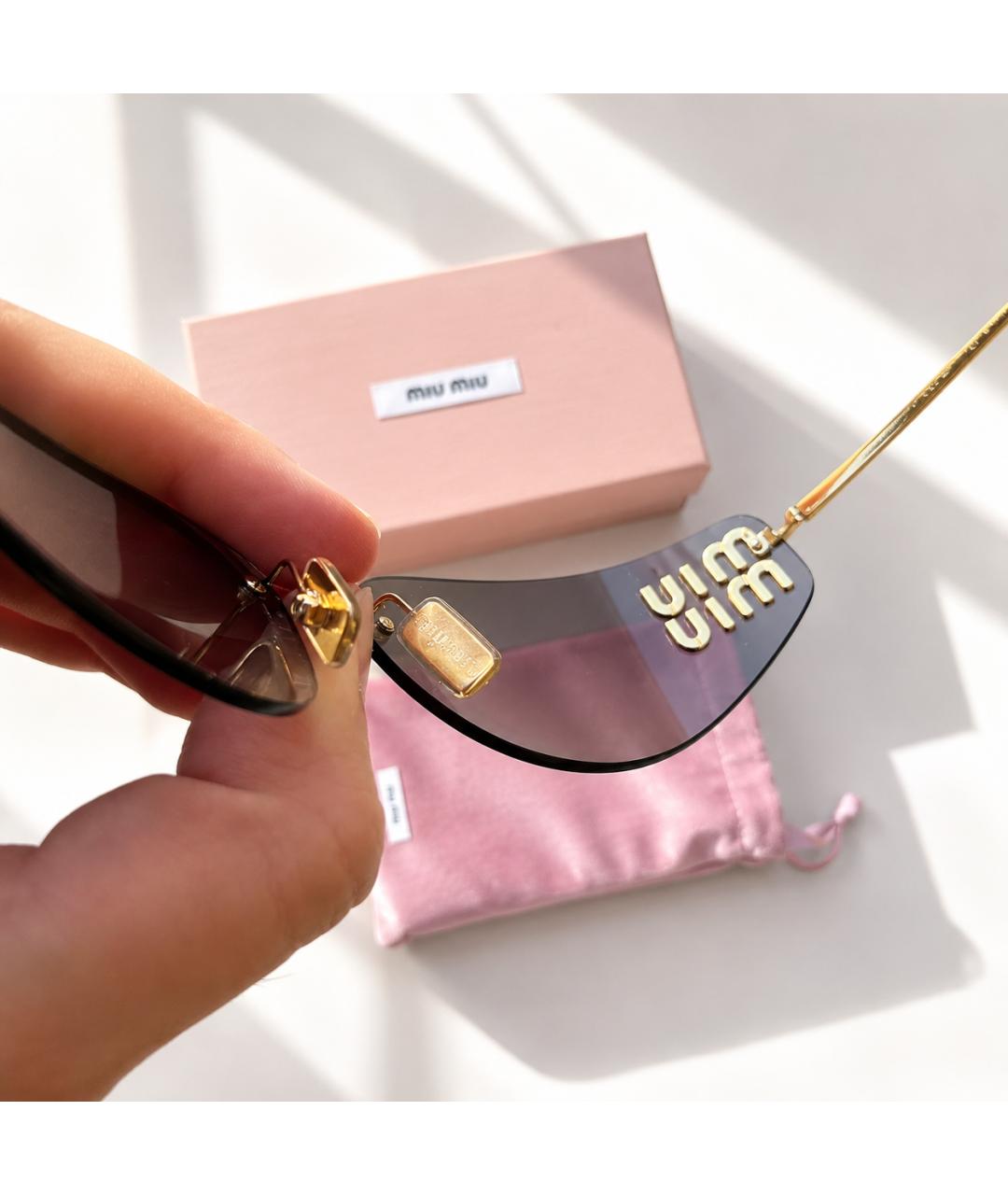 MIU MIU Золотые металлические солнцезащитные очки, фото 6
