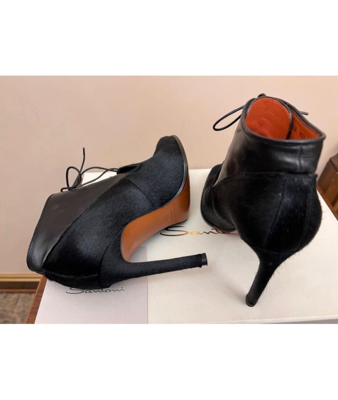 SANTONI Черные кожаные ботильоны, фото 3