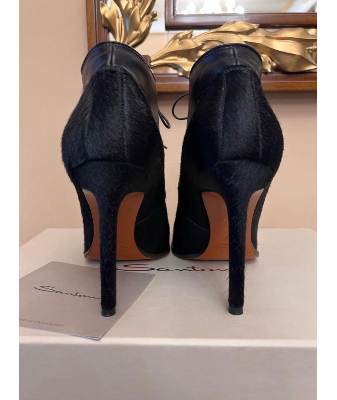 SANTONI Черные кожаные ботильоны, фото 4