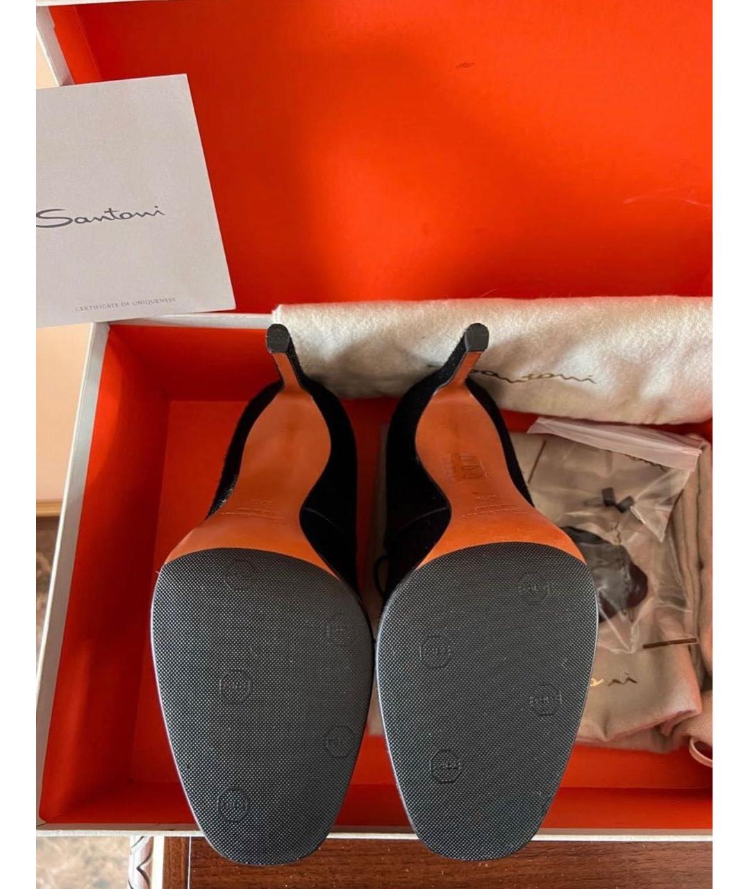 SANTONI Черные кожаные ботильоны, фото 7