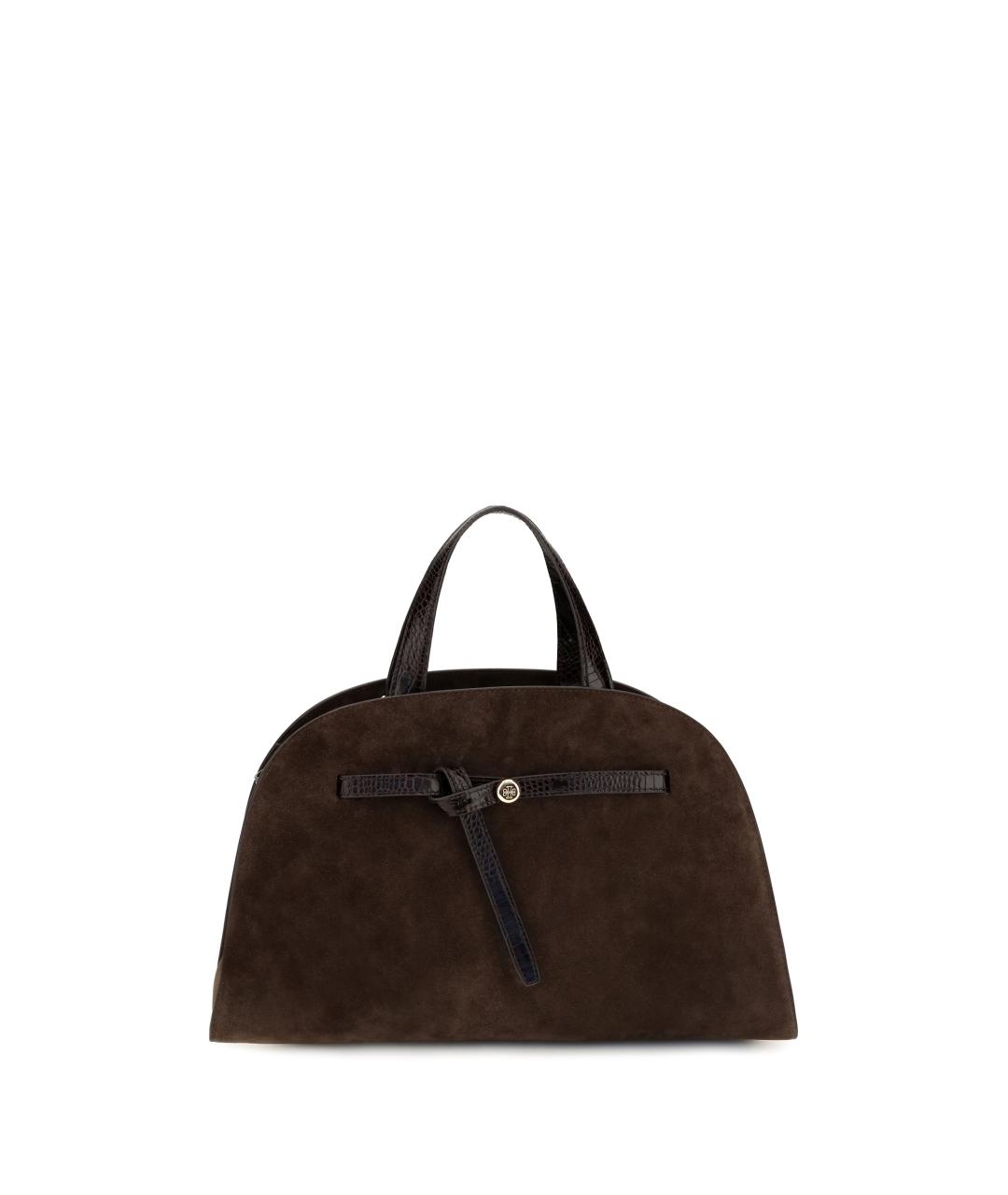 TORY BURCH Коричневая замшевая сумка с короткими ручками, фото 1