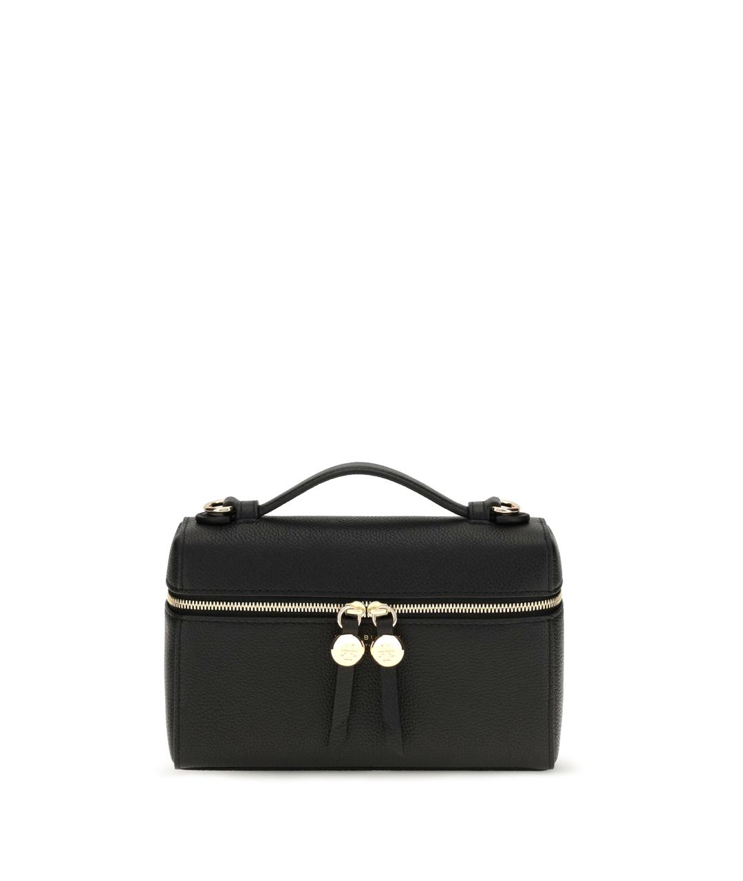 TORY BURCH Черная кожаная сумка с короткими ручками, фото 1