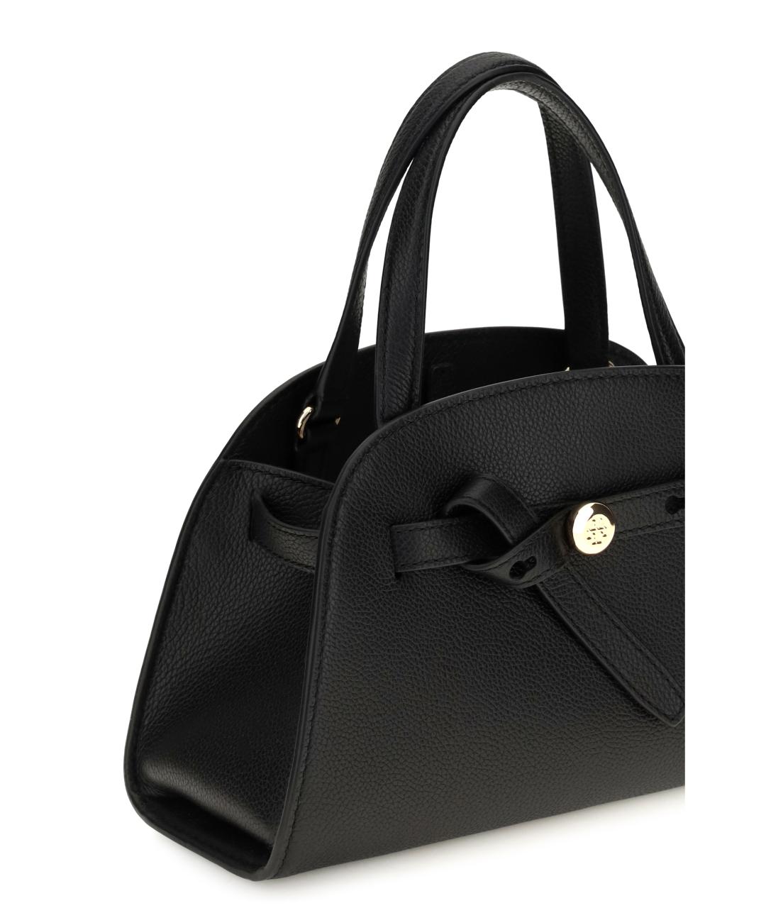 TORY BURCH Черная кожаная сумка с короткими ручками, фото 4