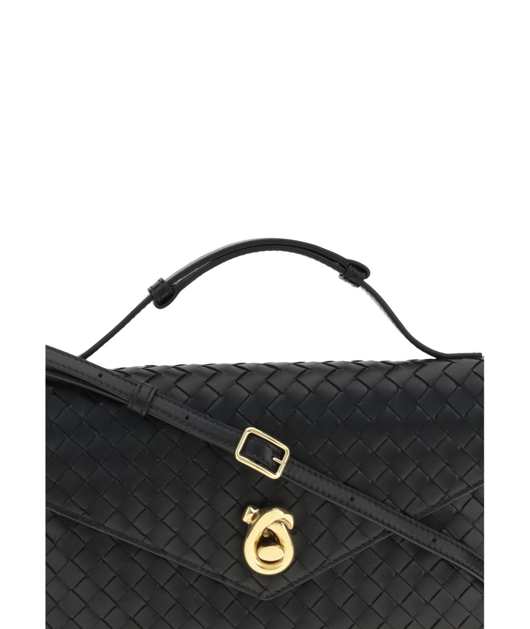BOTTEGA VENETA Черная кожаная сумка через плечо, фото 4
