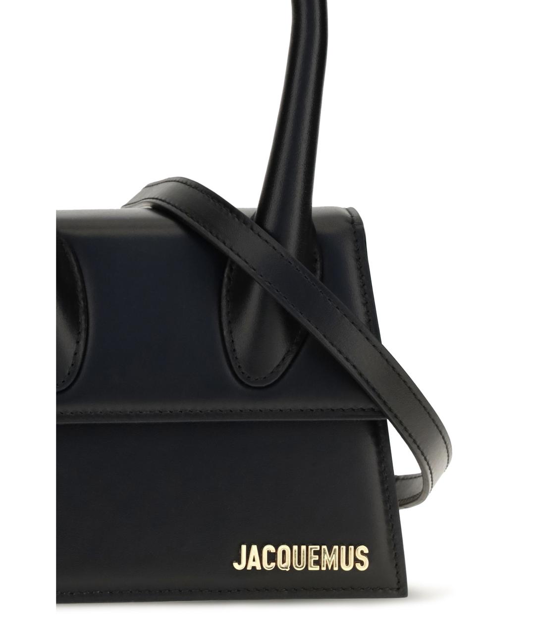 JACQUEMUS Черная кожаная сумка через плечо, фото 4