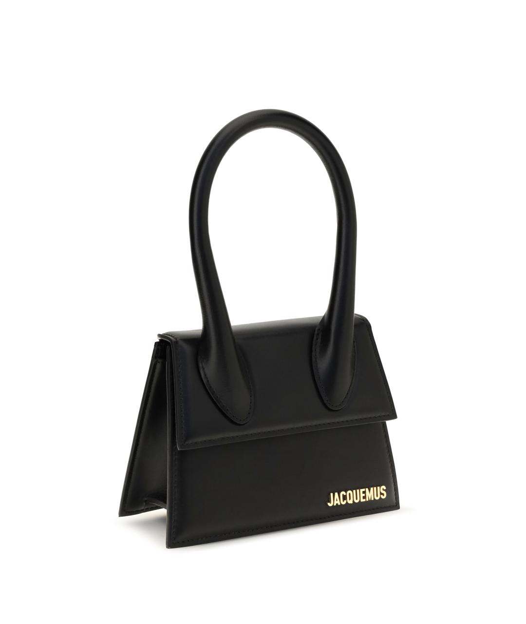 JACQUEMUS Черная кожаная сумка через плечо, фото 2