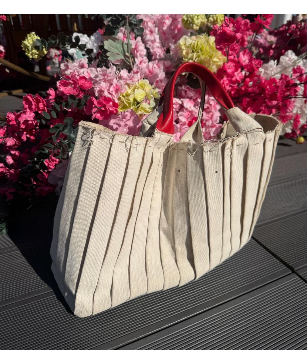 VALENTINO Бежевая хлопковая сумка тоут, фото 3