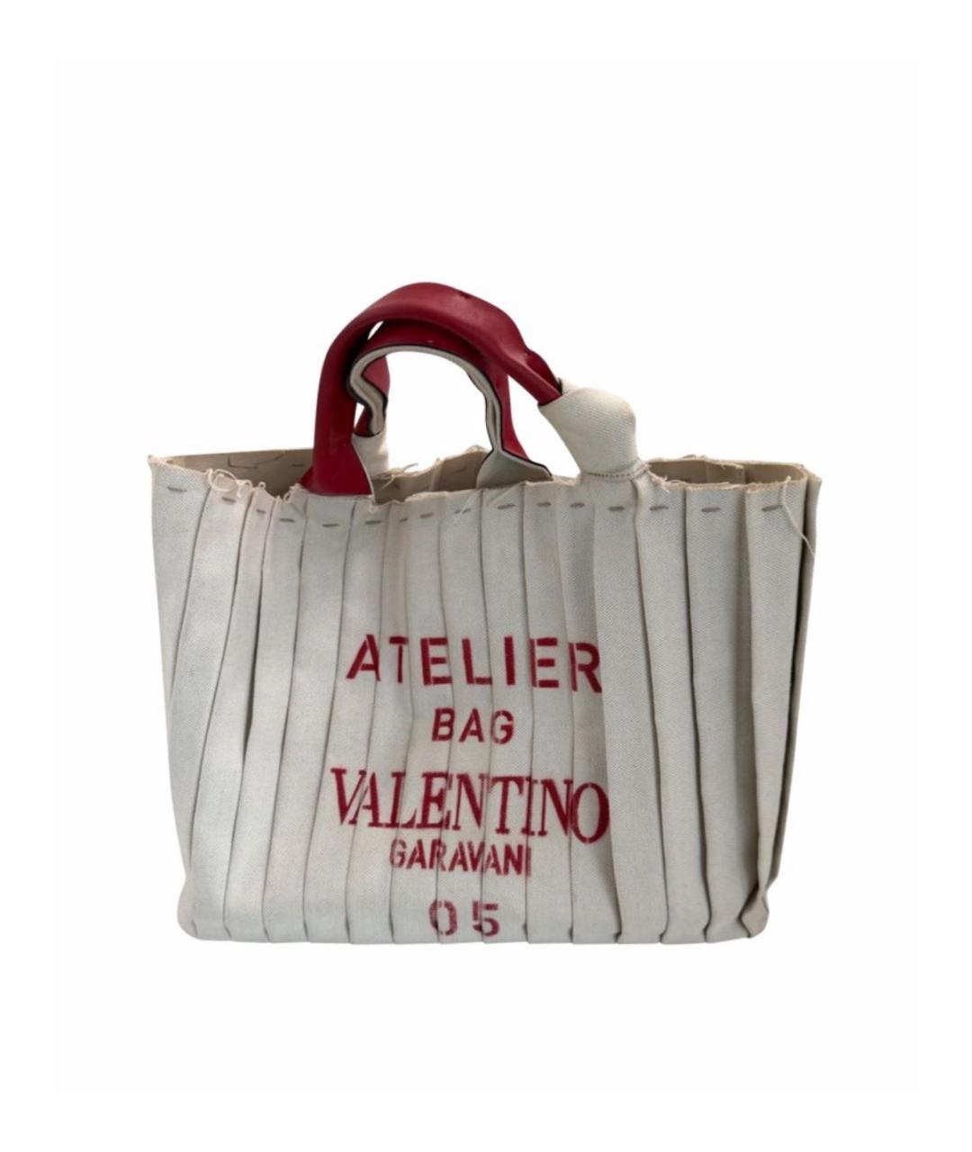 VALENTINO Бежевая хлопковая сумка тоут, фото 7