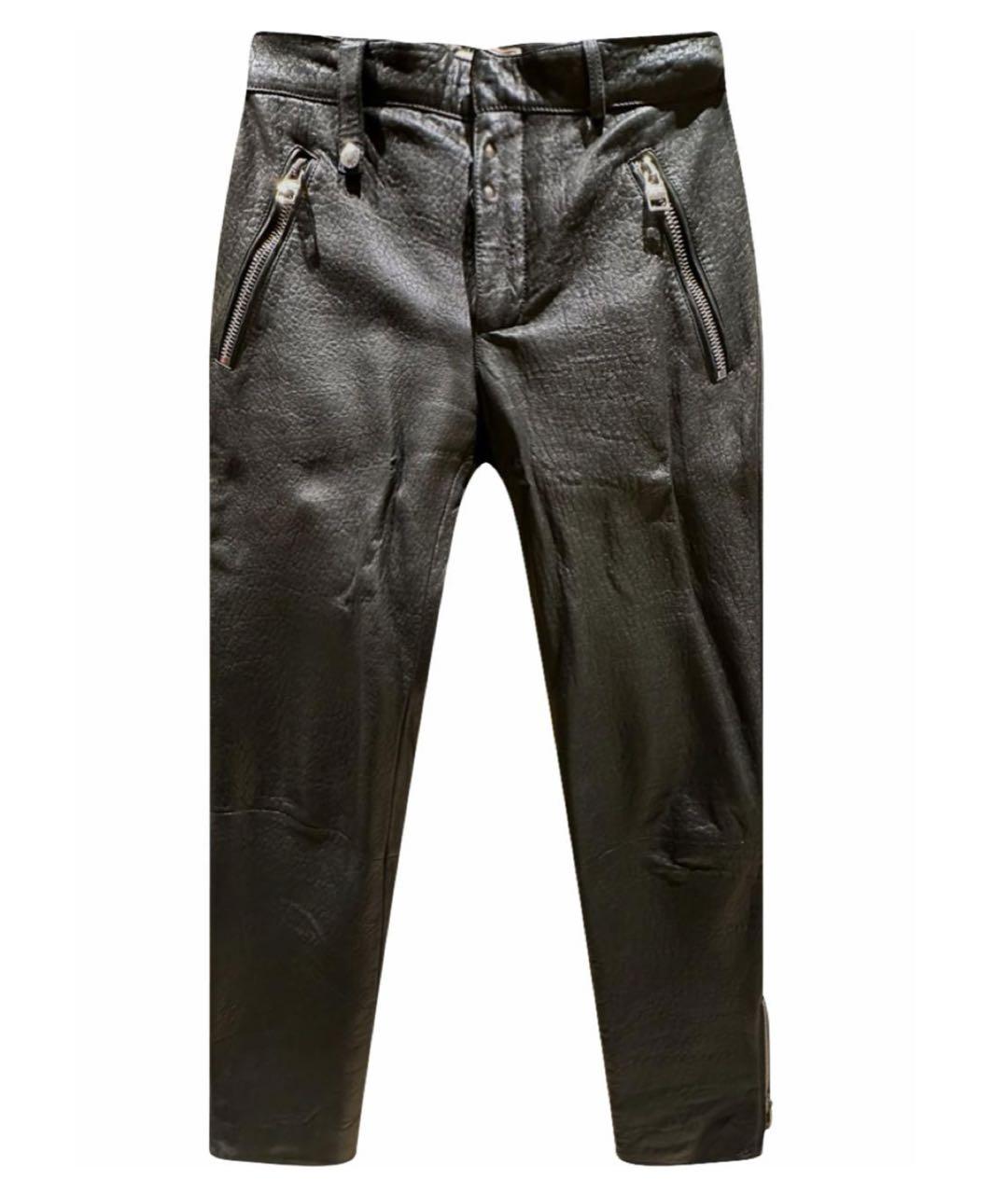 ALEXANDER MCQUEEN Черные кожаные прямые брюки, фото 1