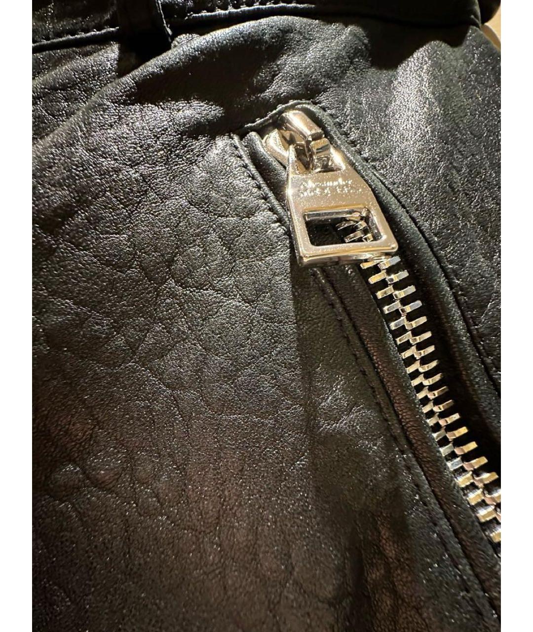 ALEXANDER MCQUEEN Черные кожаные прямые брюки, фото 3