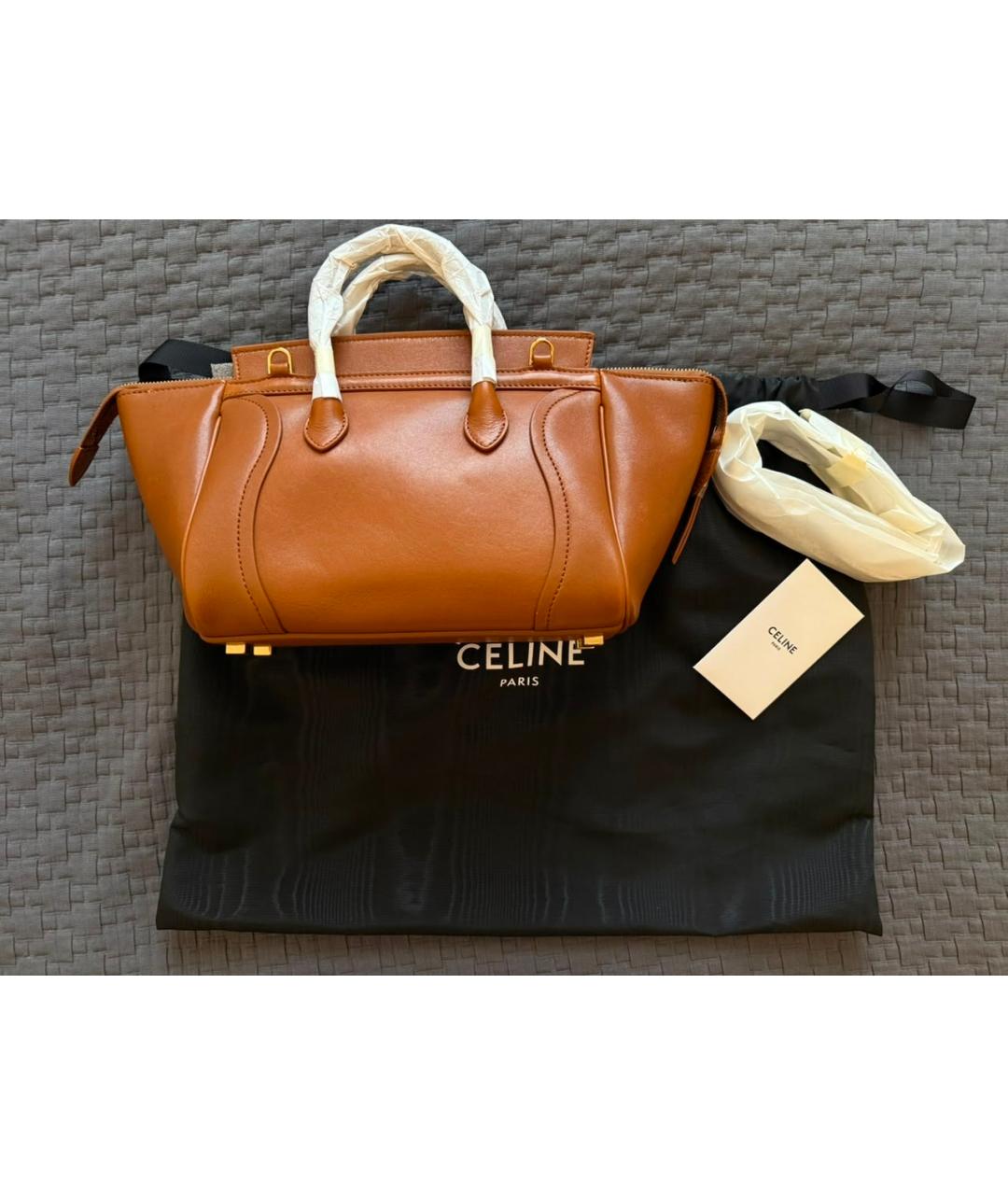 CELINE Коричневая кожаная сумка через плечо, фото 4
