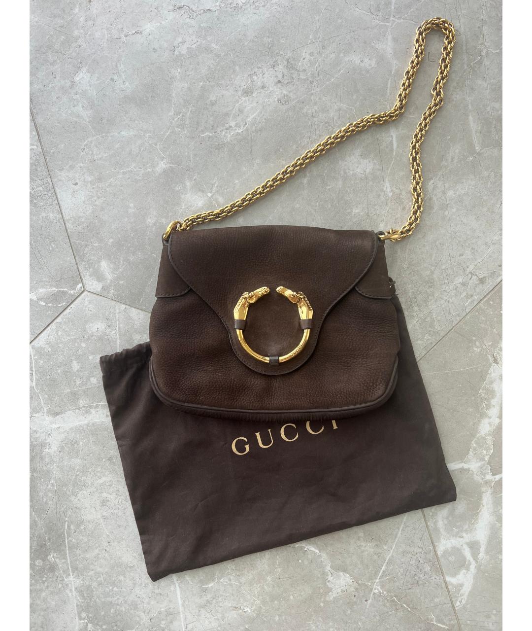 GUCCI Коричневая замшевая сумка через плечо, фото 5