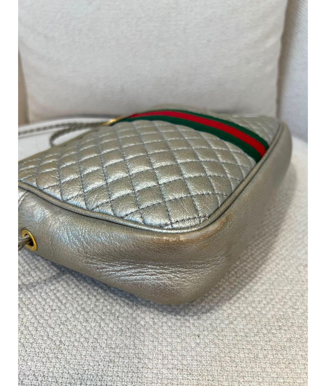 GUCCI Серебряная кожаная сумка через плечо, фото 5