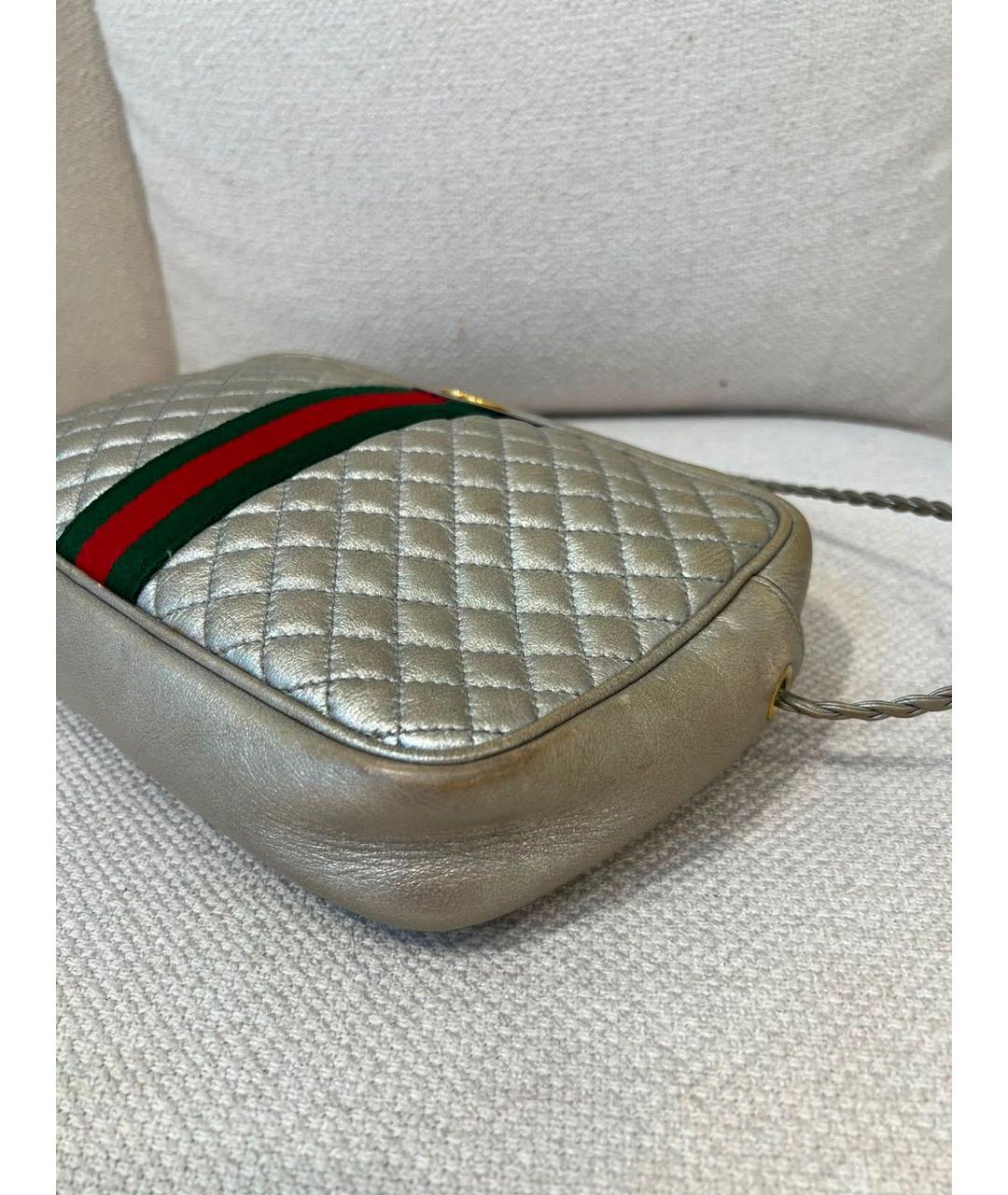 GUCCI Серебряная кожаная сумка через плечо, фото 4