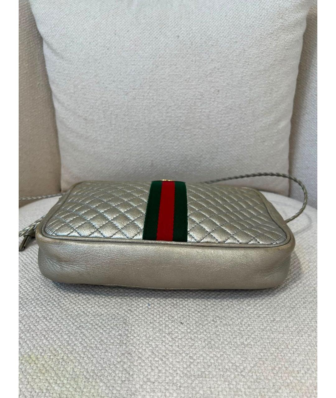GUCCI Серебряная кожаная сумка через плечо, фото 3