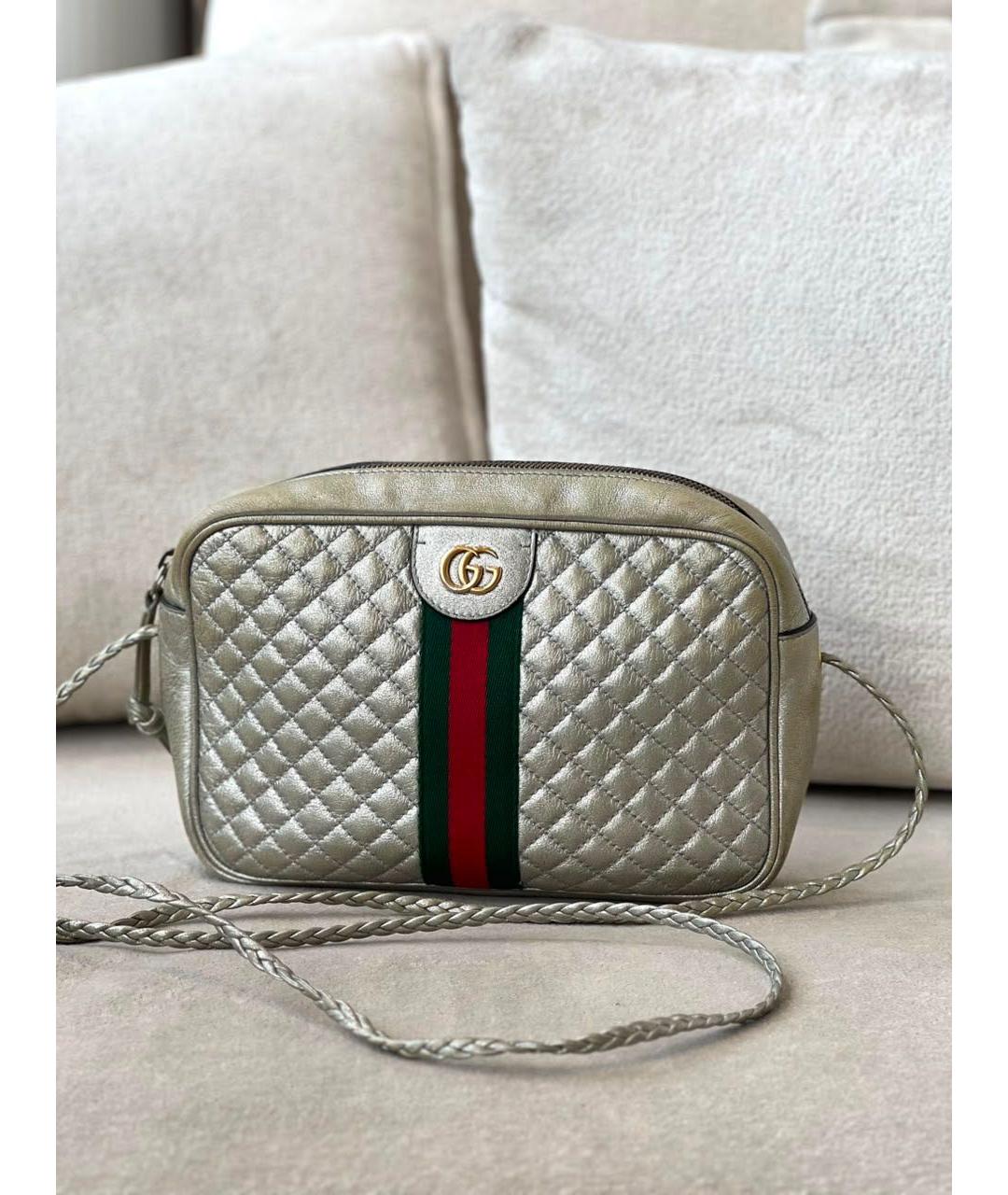 GUCCI Серебряная кожаная сумка через плечо, фото 9