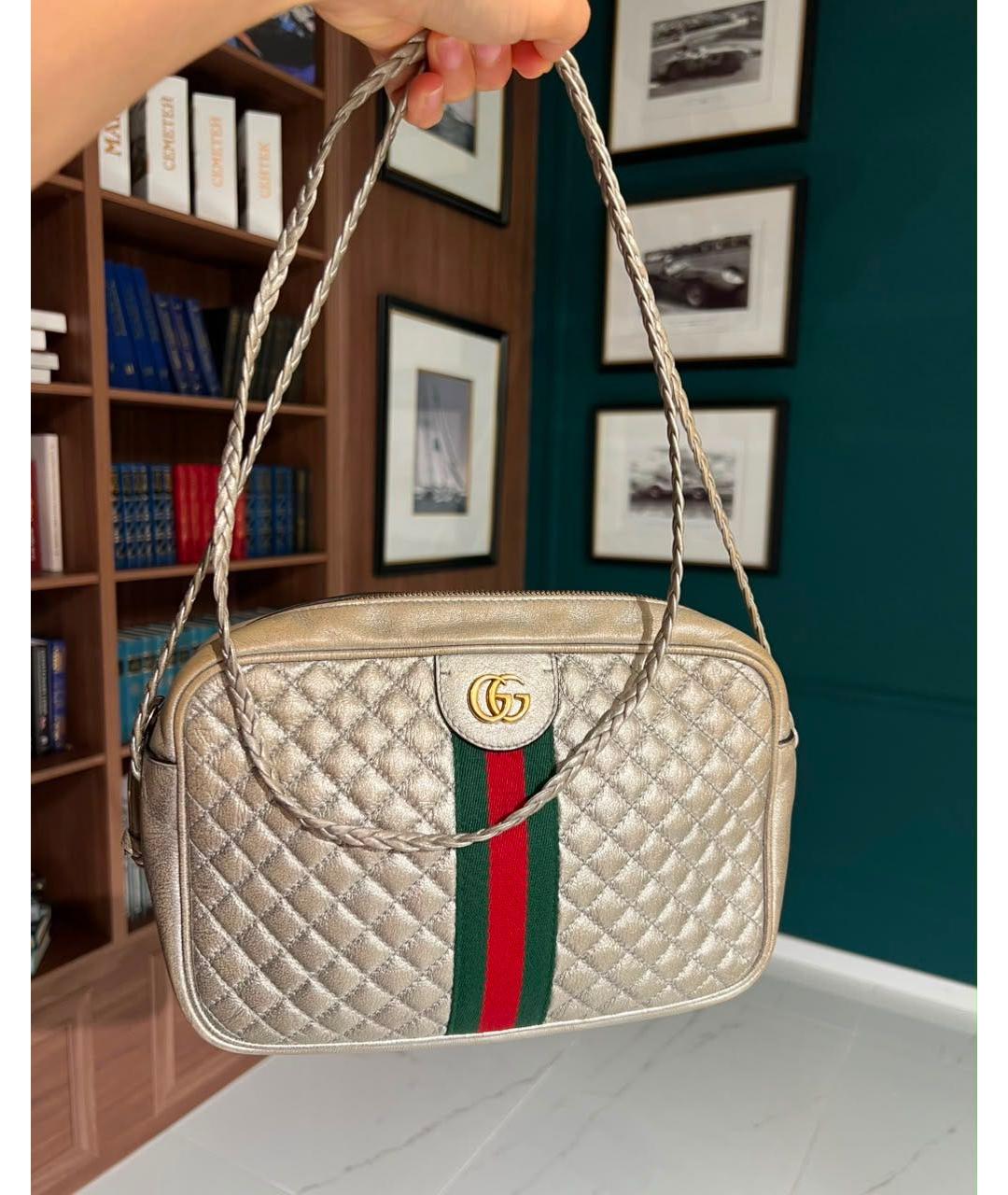 GUCCI Серебряная кожаная сумка через плечо, фото 2