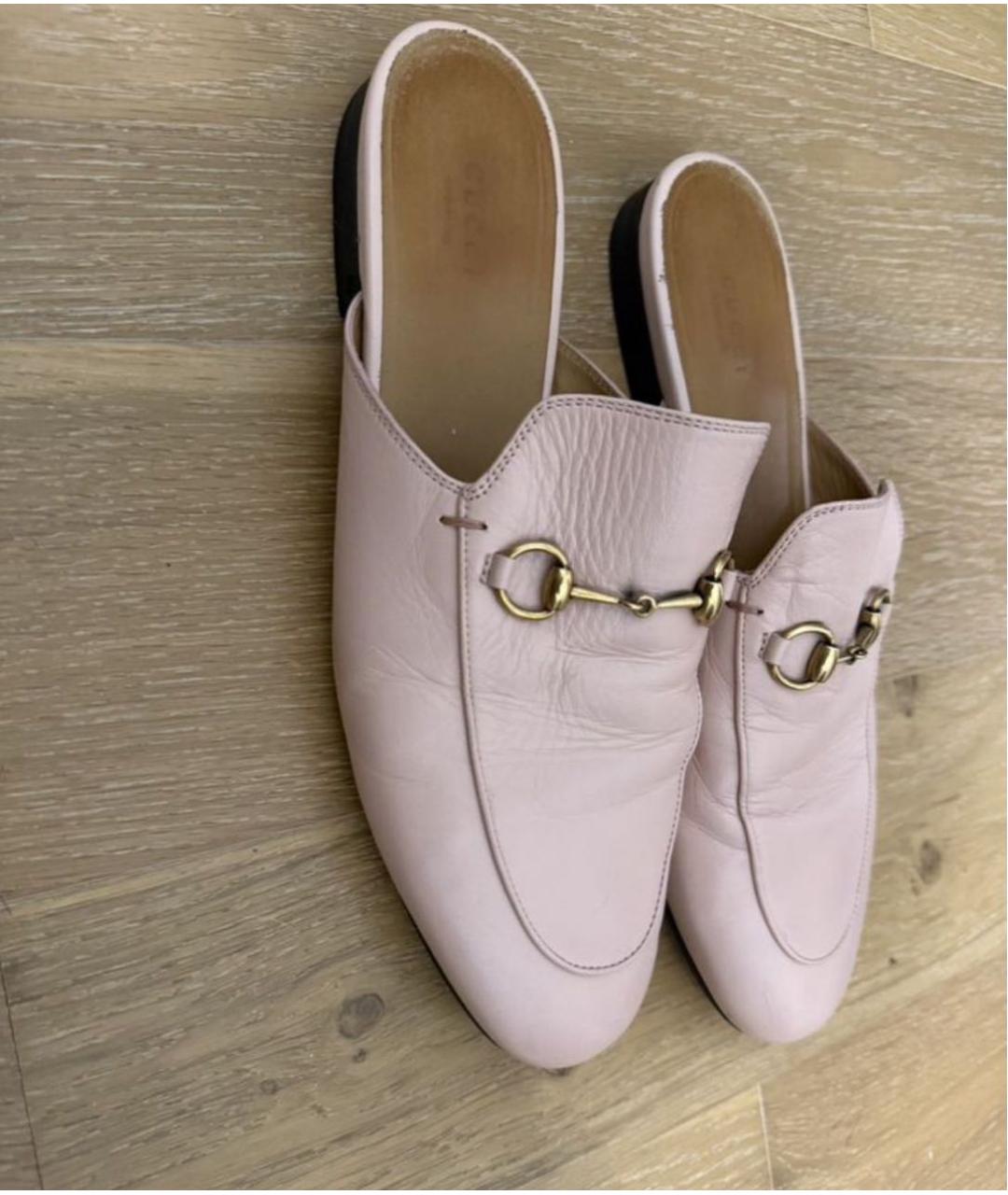 GUCCI Розовые кожаные мюли, фото 9