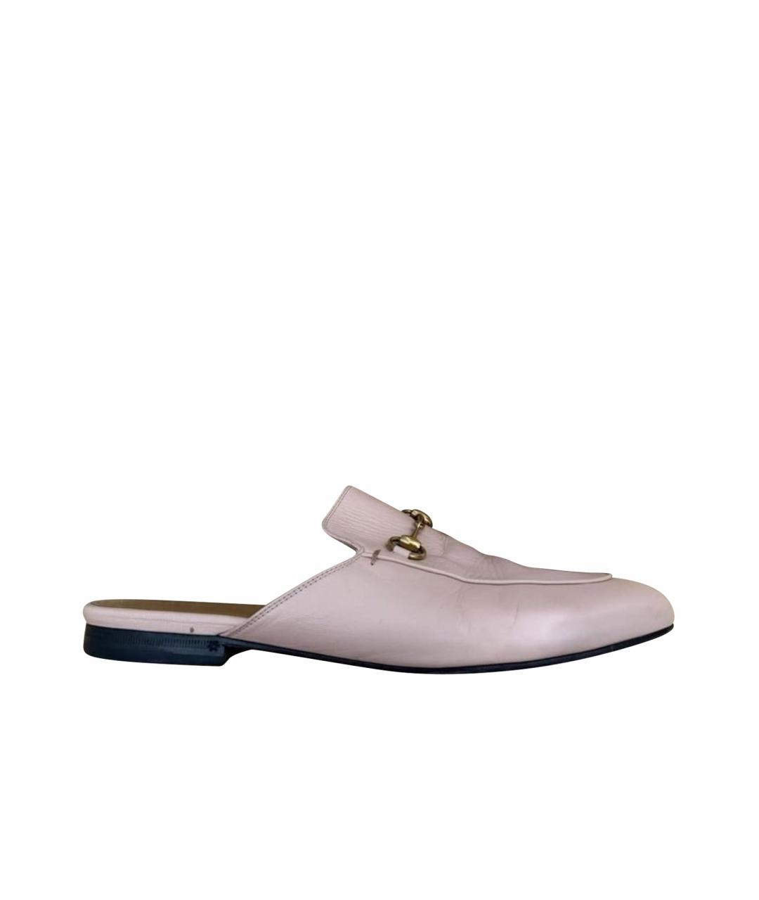 GUCCI Розовые кожаные мюли, фото 1