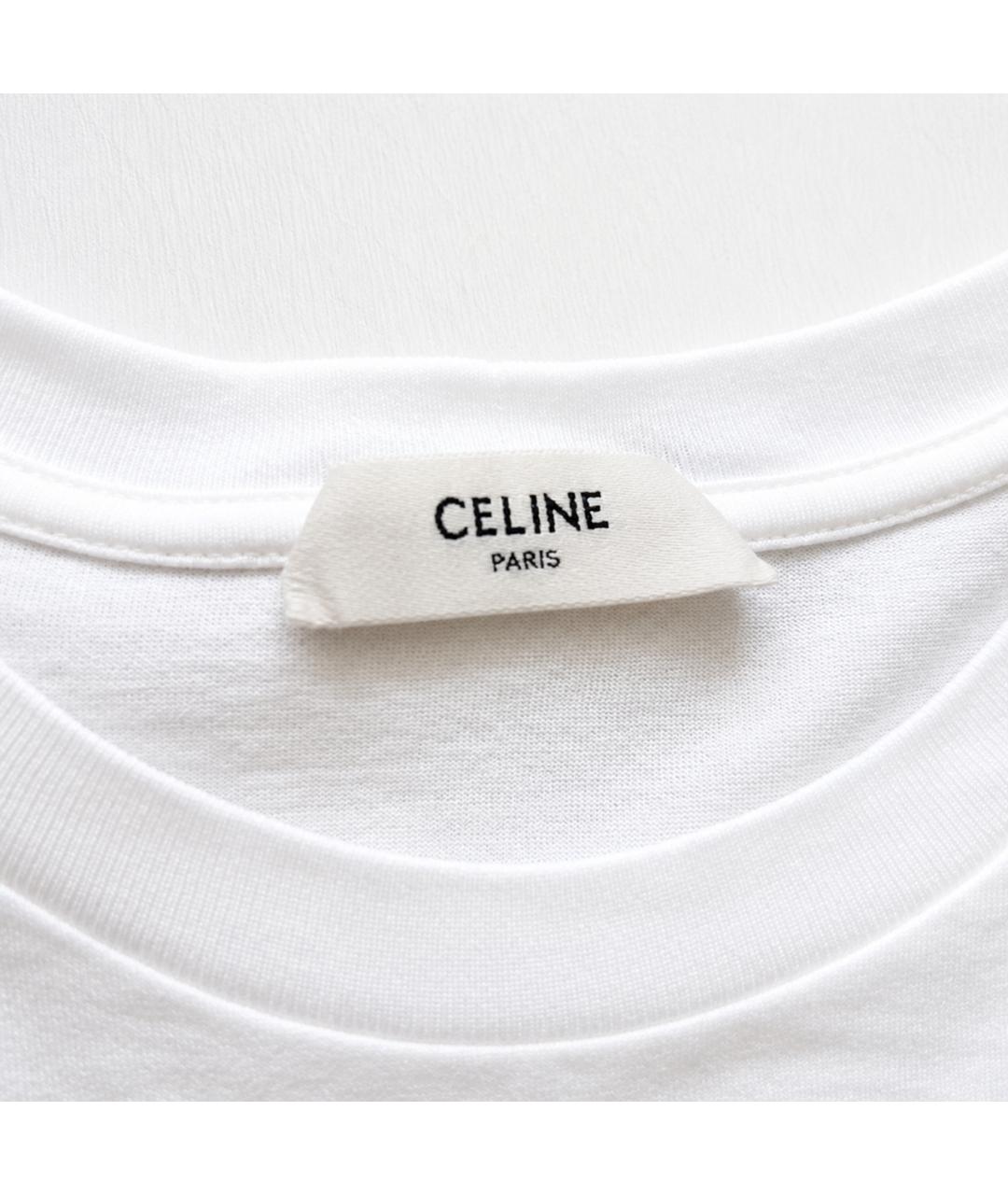 CELINE Белая хлопковая футболка, фото 3