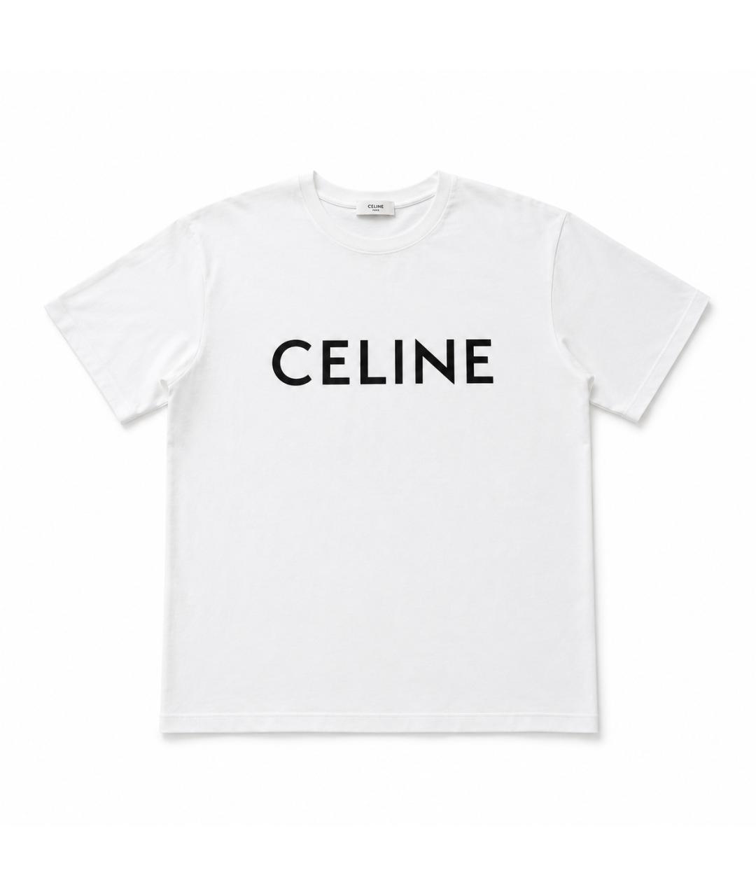 CELINE Белая хлопковая футболка, фото 1