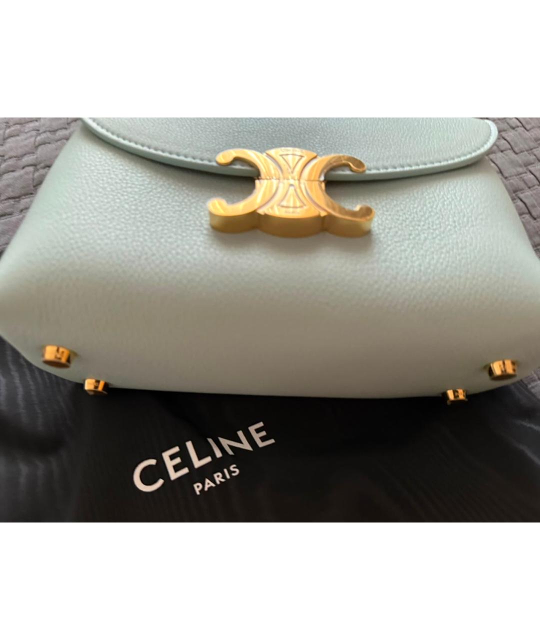 CELINE Голубая кожаная сумка с короткими ручками, фото 6