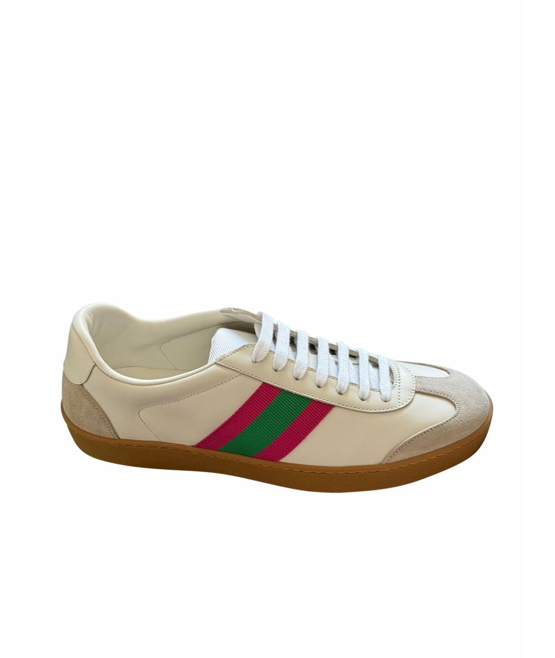 GUCCI Белые кожаные кеды, фото 8