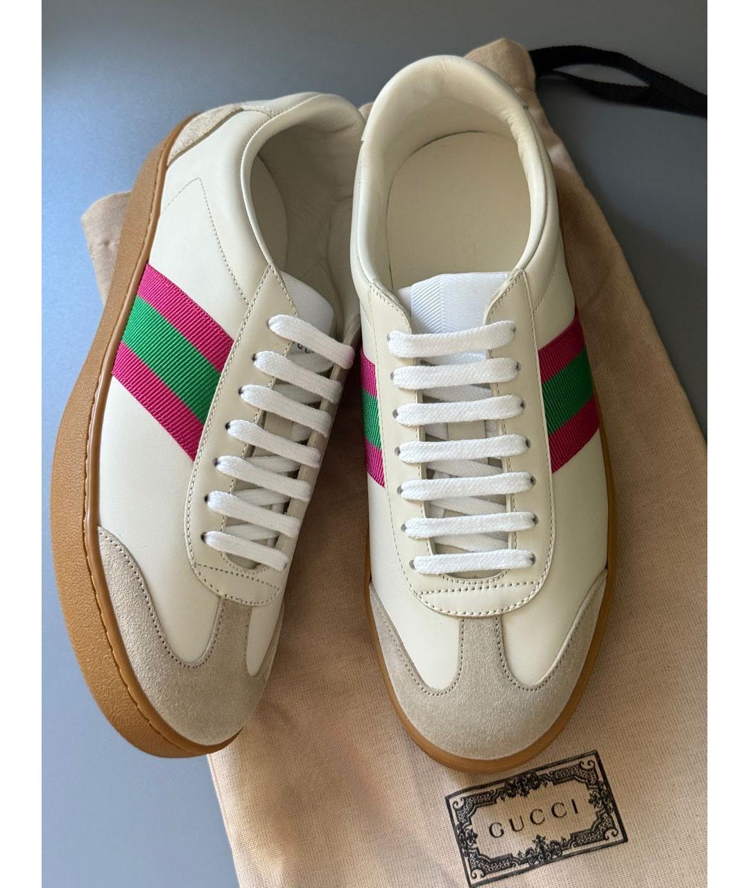 GUCCI Белые кожаные кеды, фото 6