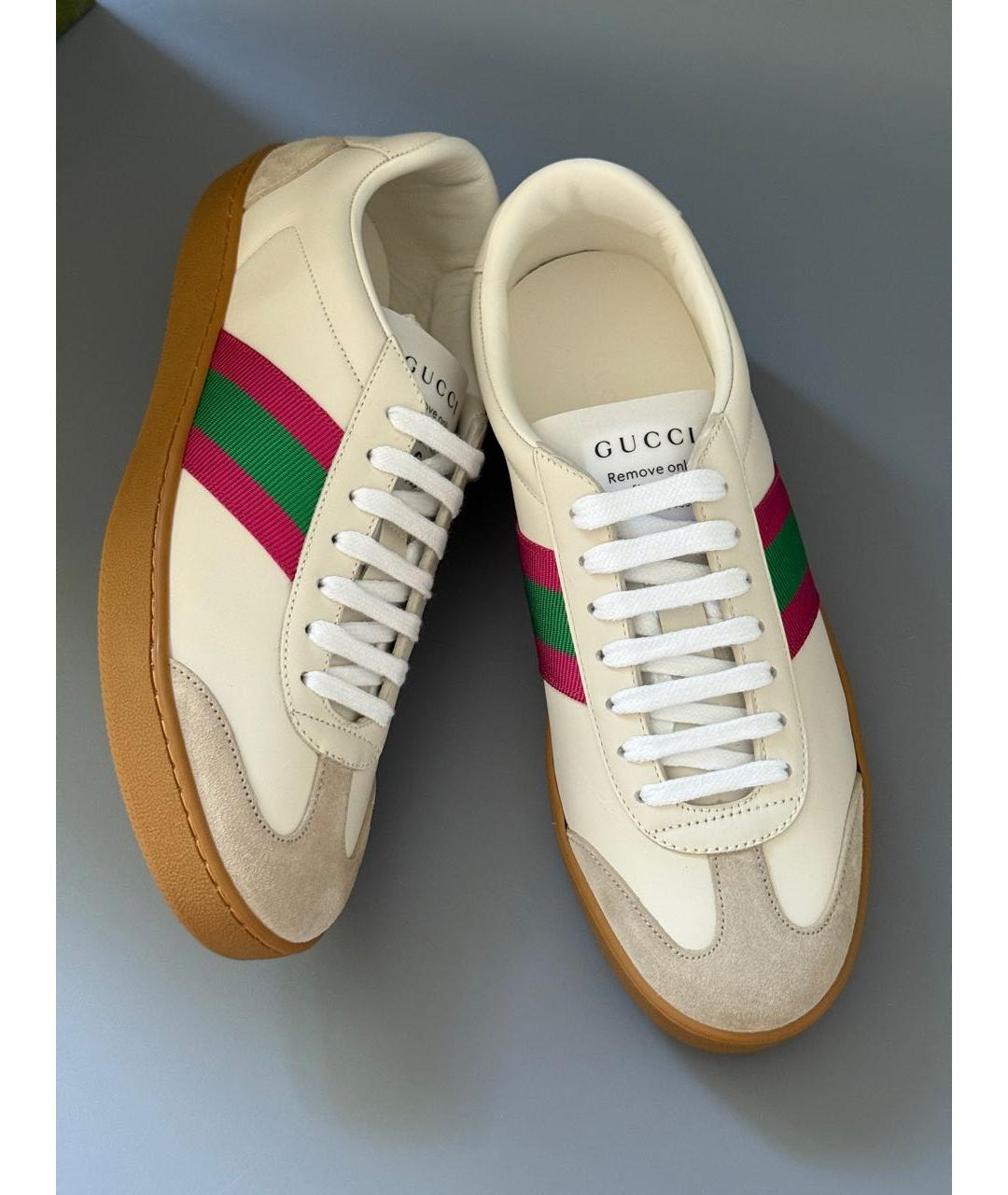 GUCCI Белые кожаные кеды, фото 2