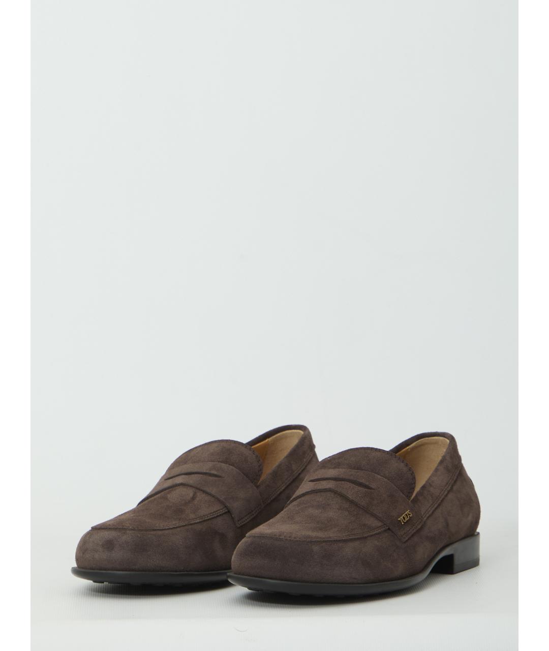 TOD'S Коричневые замшевые лоферы, фото 2