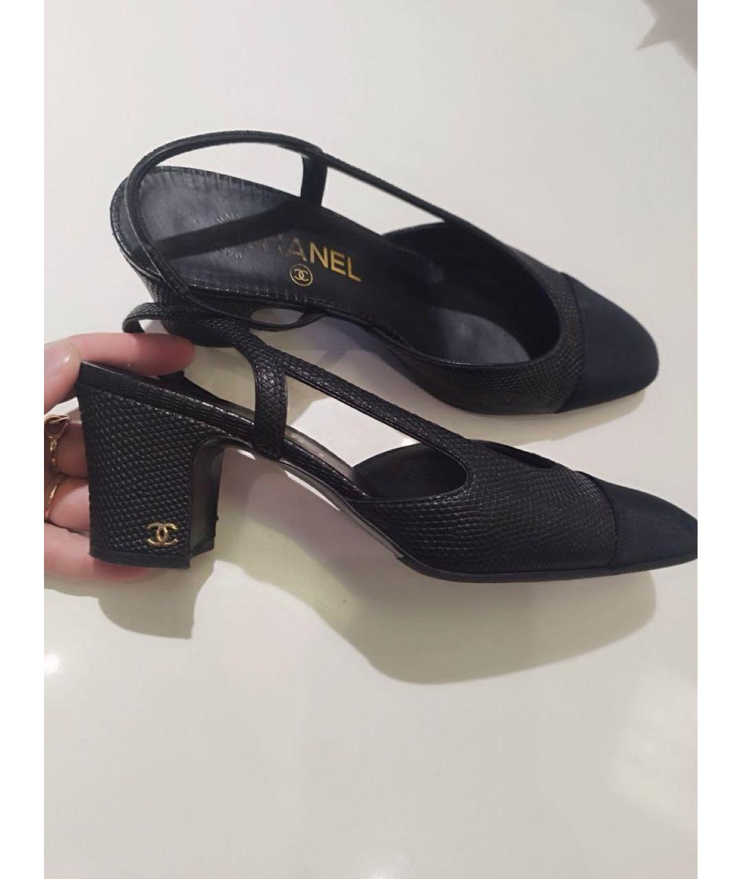 CHANEL Черные кожаные босоножки, фото 4