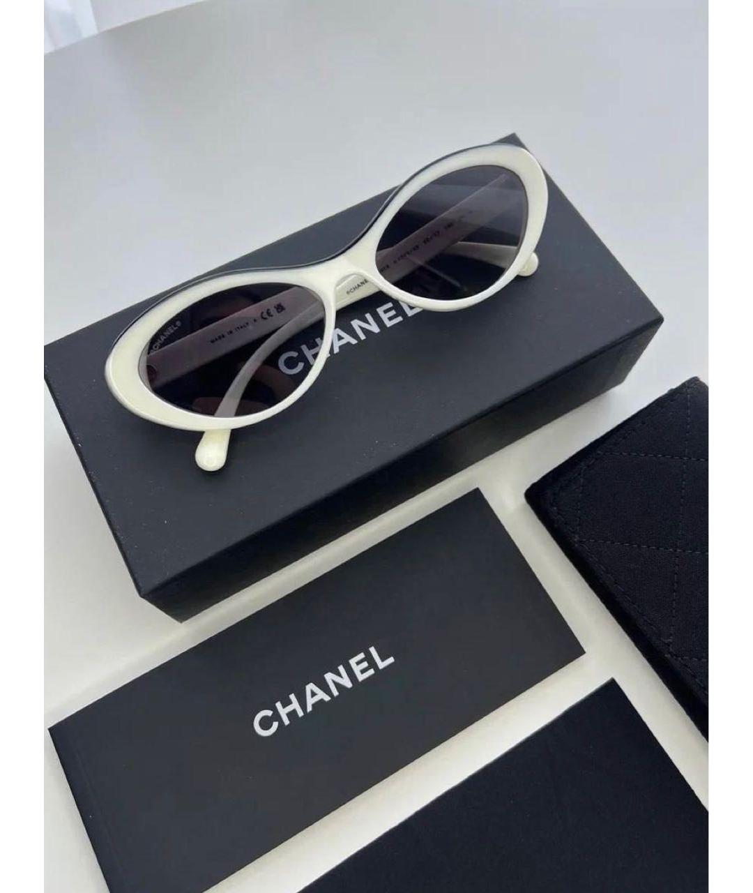 CHANEL Белые пластиковые солнцезащитные очки, фото 3